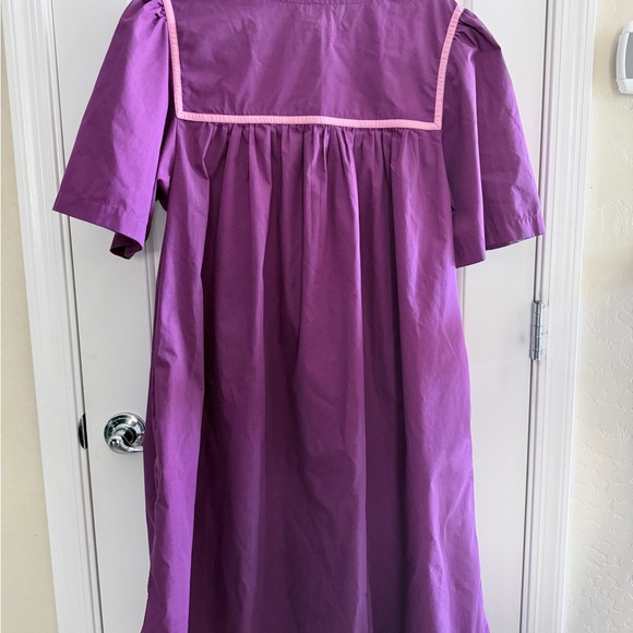 Go Softly Patio Dress LARGE Full Zip W/pockets Purple Embroidered EXC - Picture 6 of 8